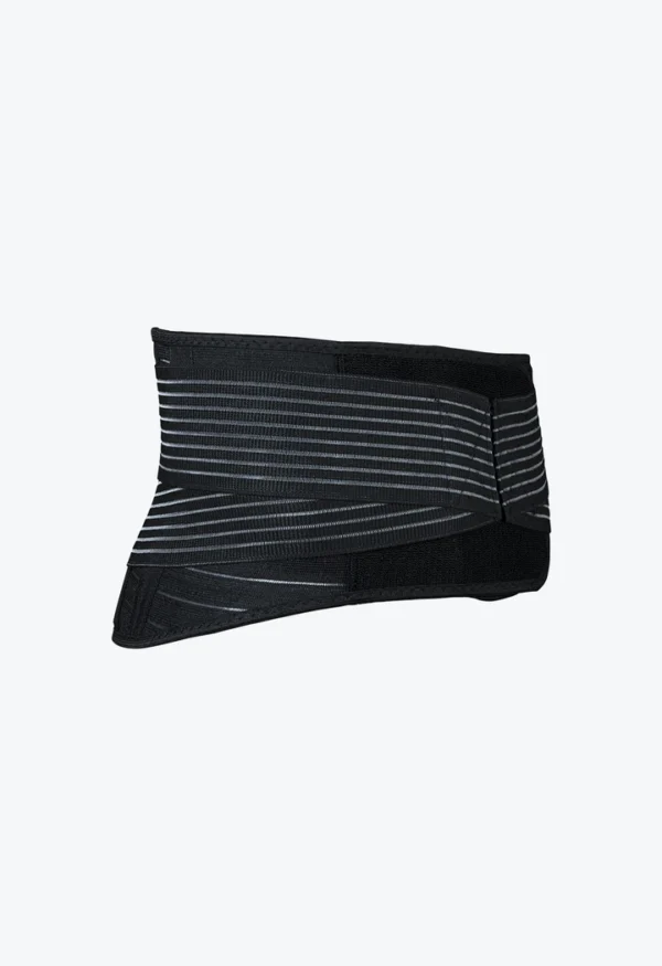 A black and white striped cloth is folded up.