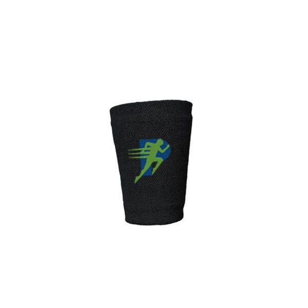 A black cup with a green lightning bolt on it.