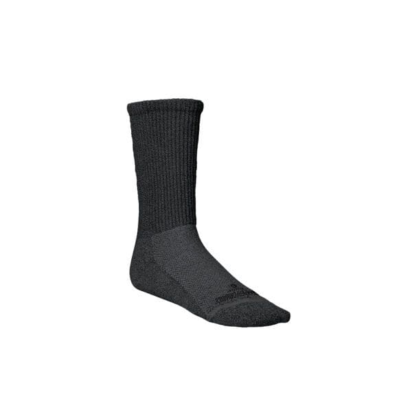 A pair of black socks on top of a white background.