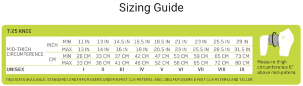 A picture of the sizing guide for the size chart.